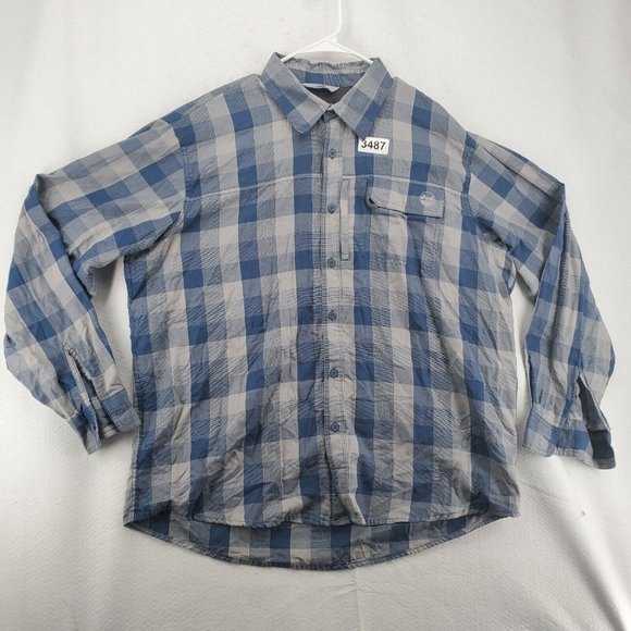 Wrangler Shirt Men's Long Roll Tab Sleeve Button Down Collared Plaid Blue XL - Picture 11 of 11